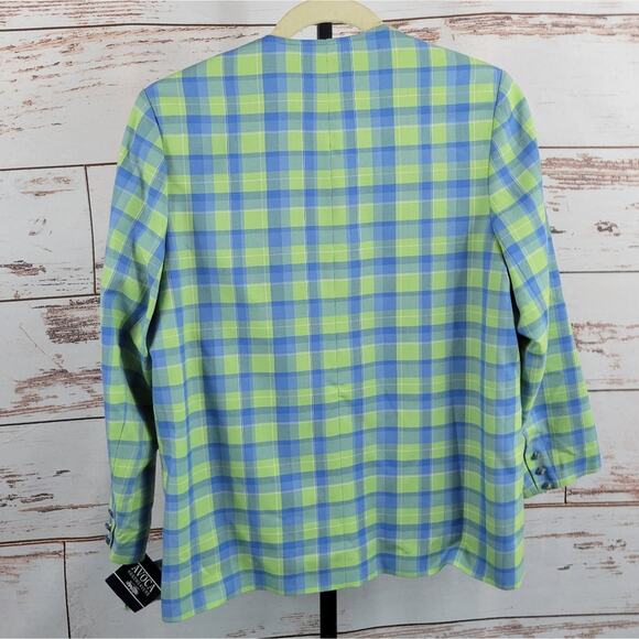 NWT Avoca Handweavers Plaid Oversized Wool Blazer Ireland Green Blue Size 42 - Picture 2 of 8